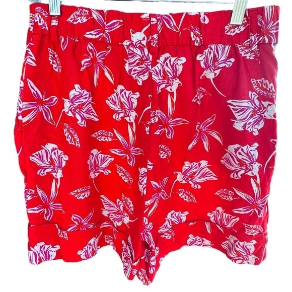 Joie Farron High Rise Linen Shorts, red, size 6 - Picture 2 of 7